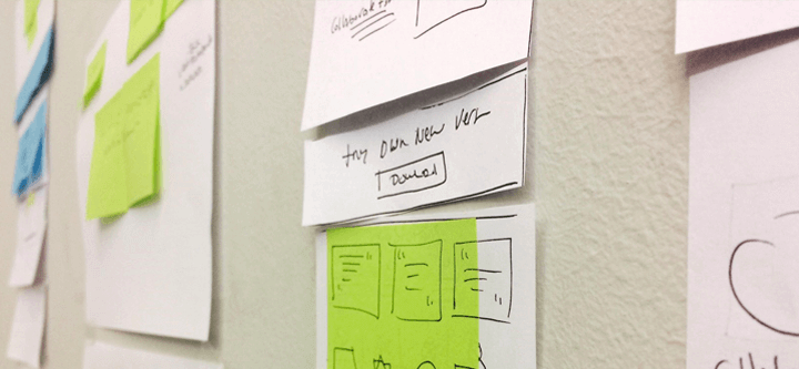 scrum-prototyping-Justinmind-redesign-paper-sketches-design-step