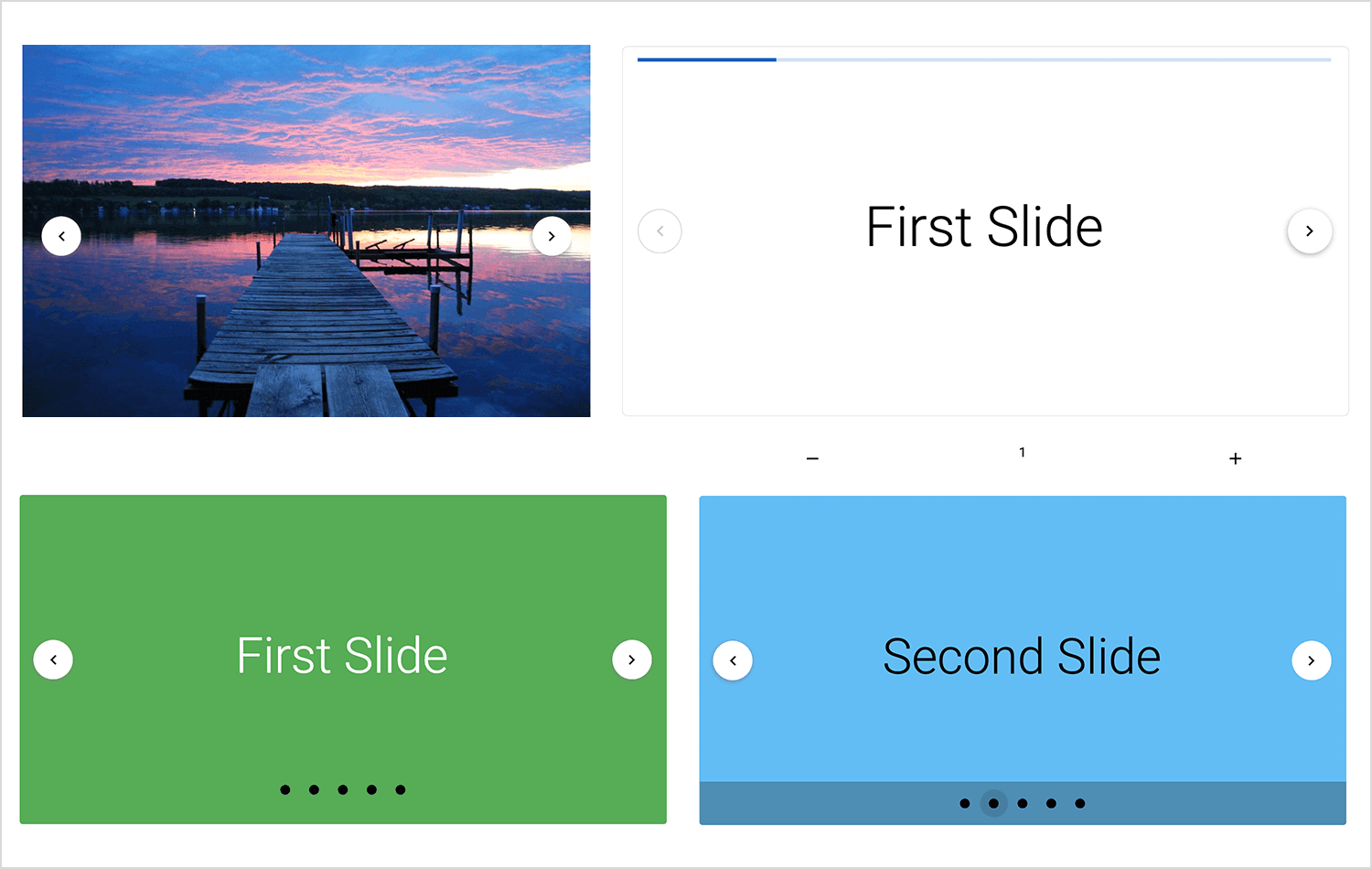 Vuetify carousel prototype showcasing Material Design-inspired slides.