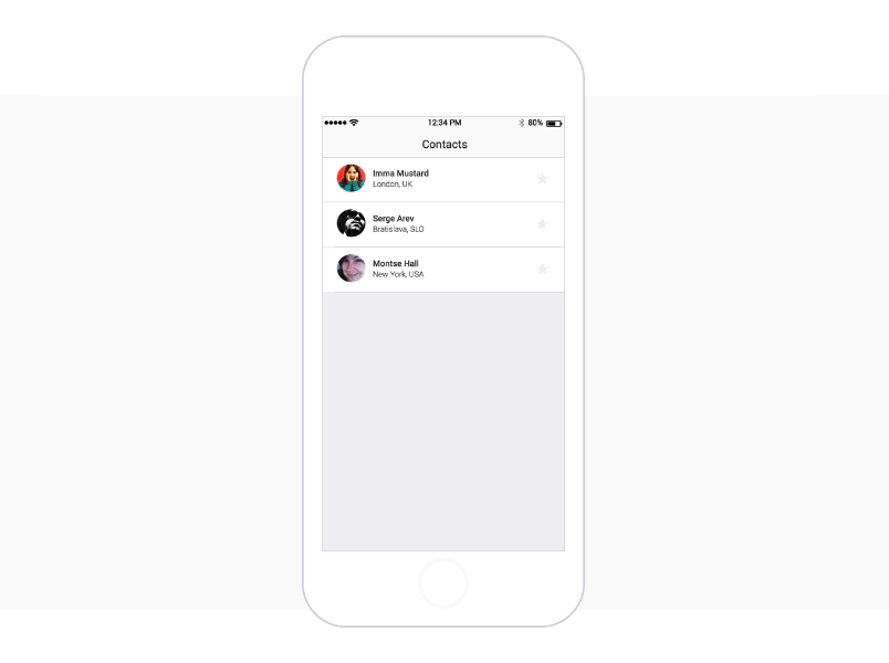 example mobile ui animation for contact list