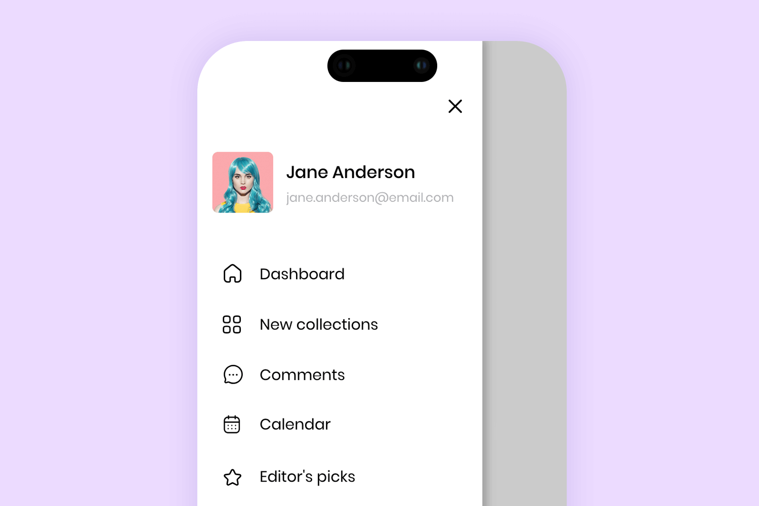 Slide menu - mobile app mockup - Justinmind