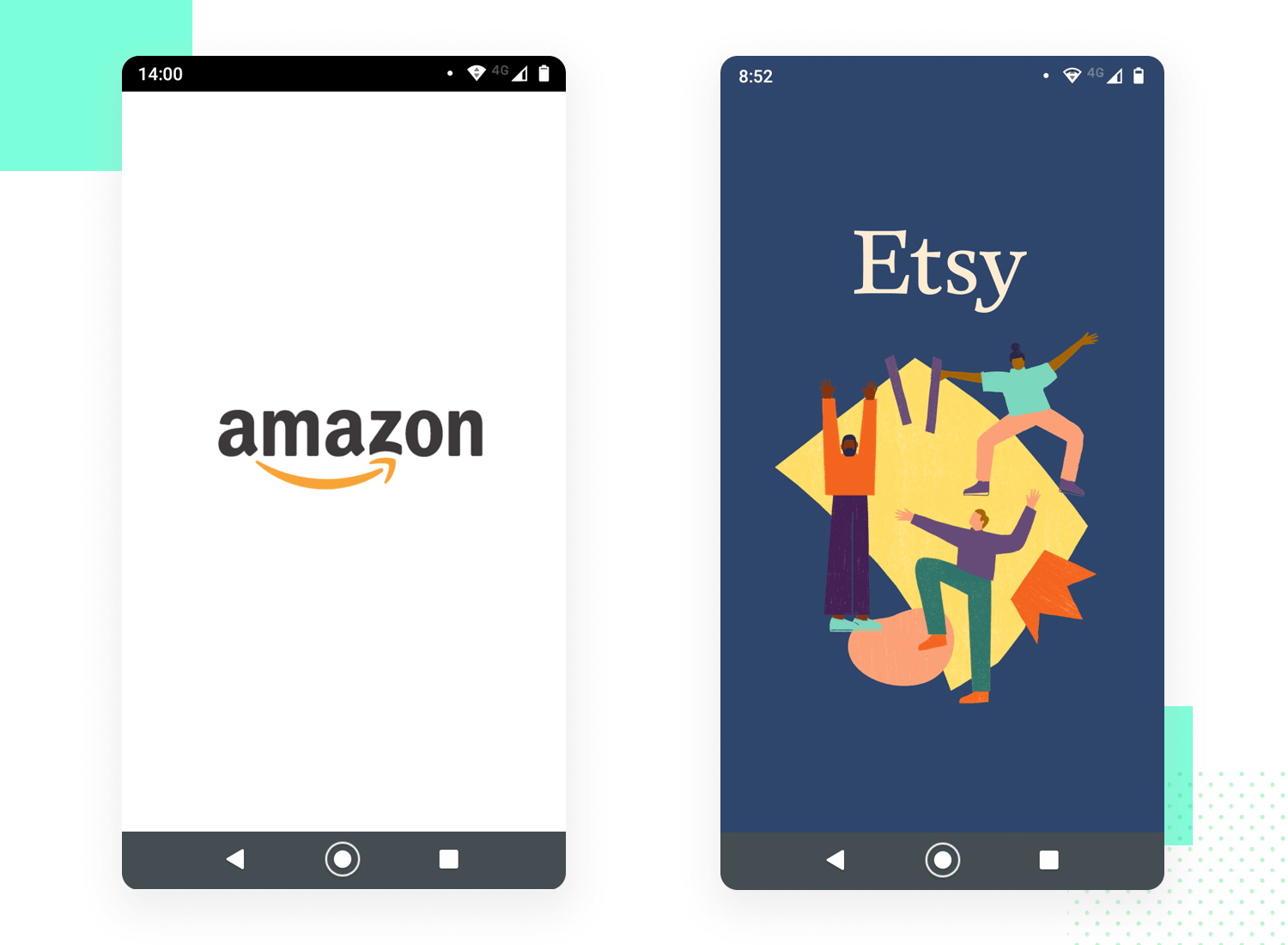 ecommerce splash screen design by etsy and amazon