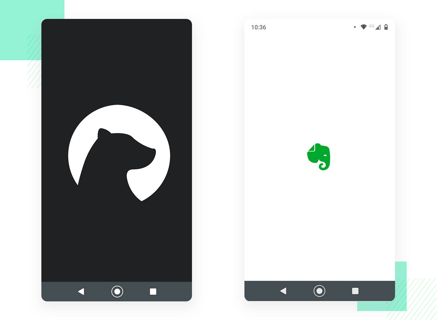 splash screen design by evernote and bear