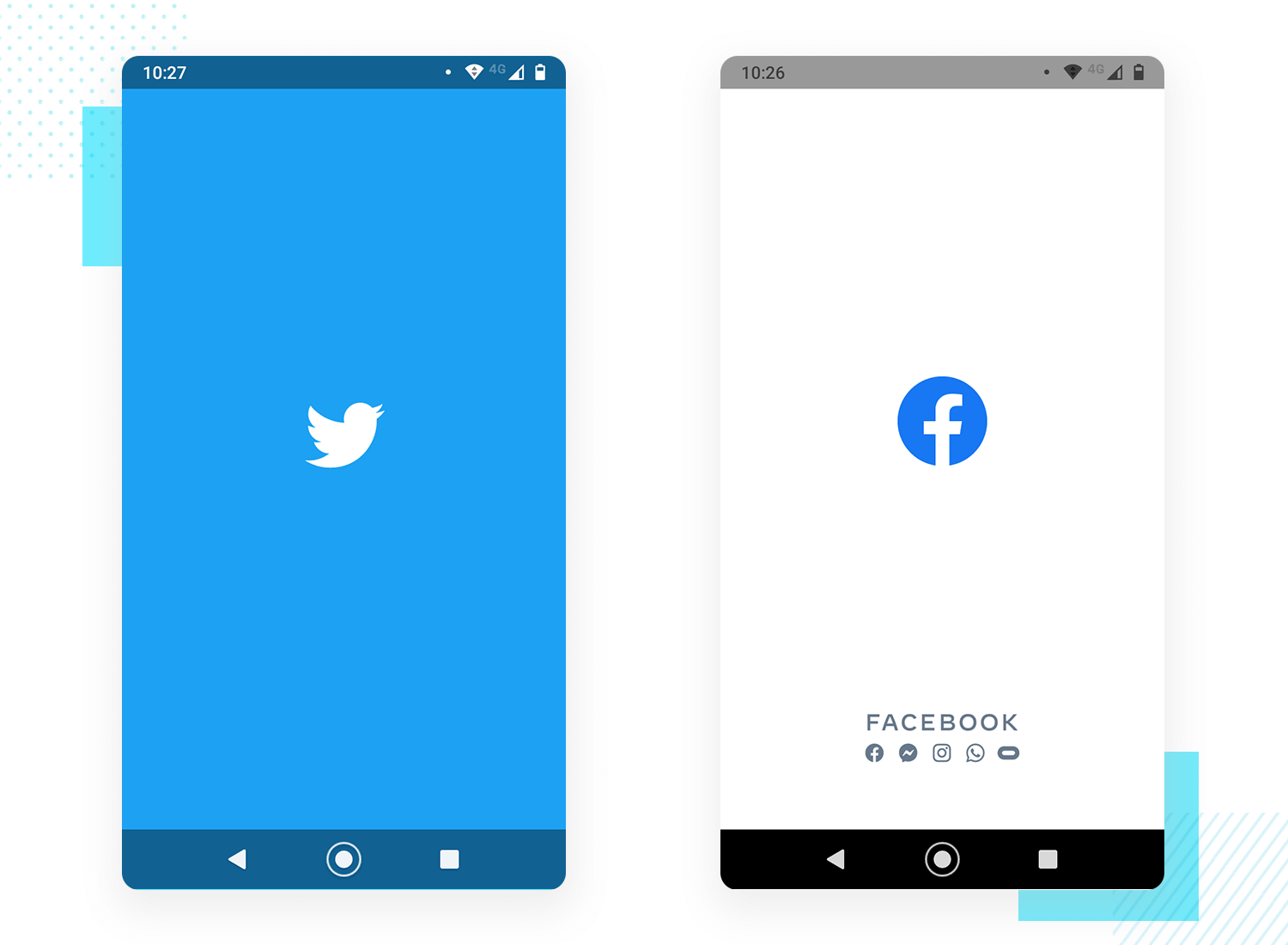 twitter and facebook splash screen design examples