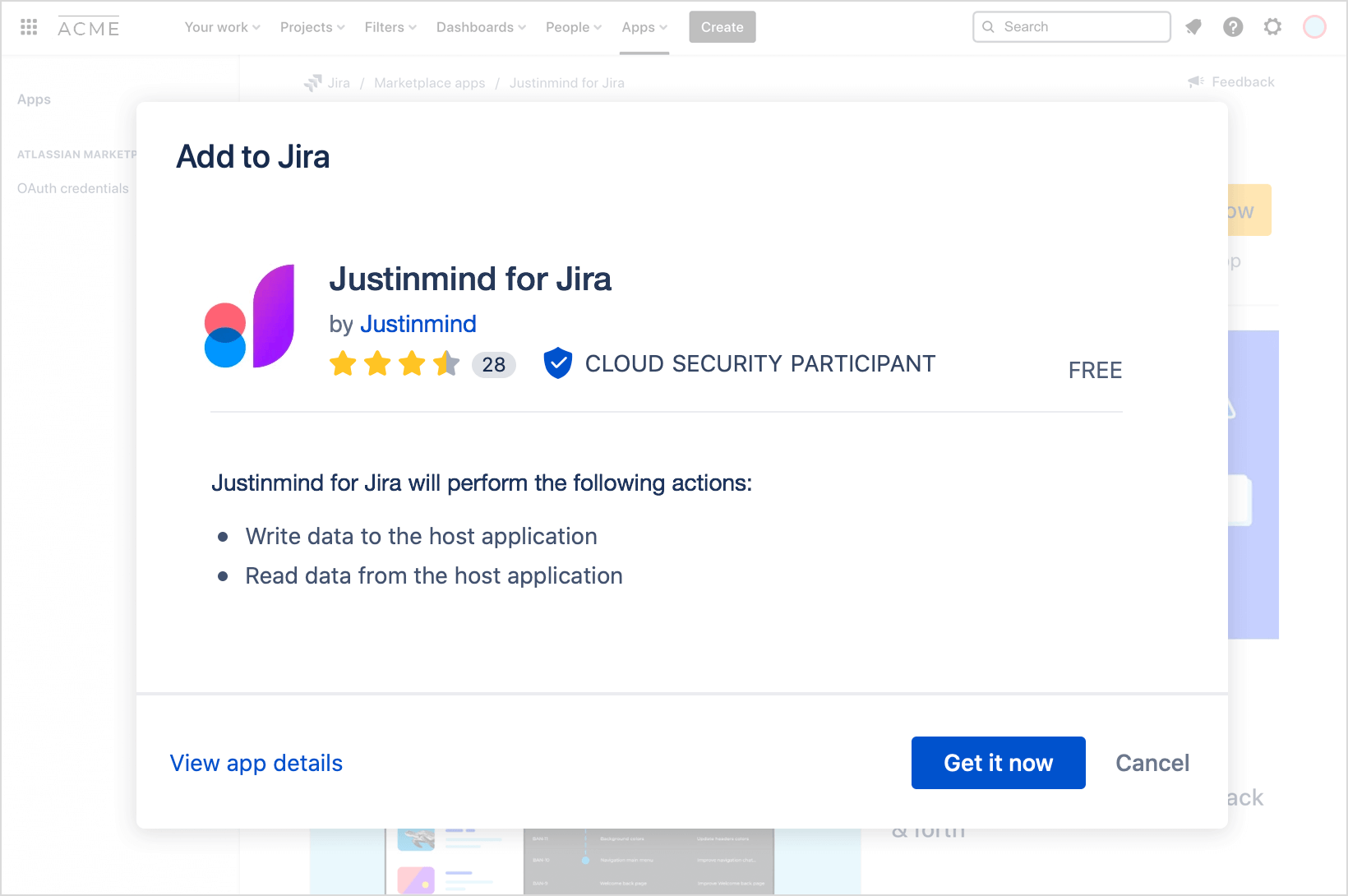 accept and install jira