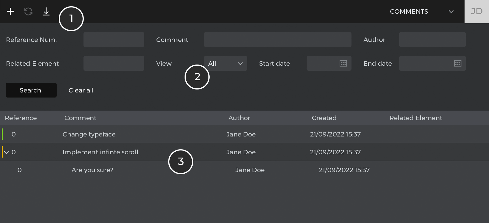 comments module overview