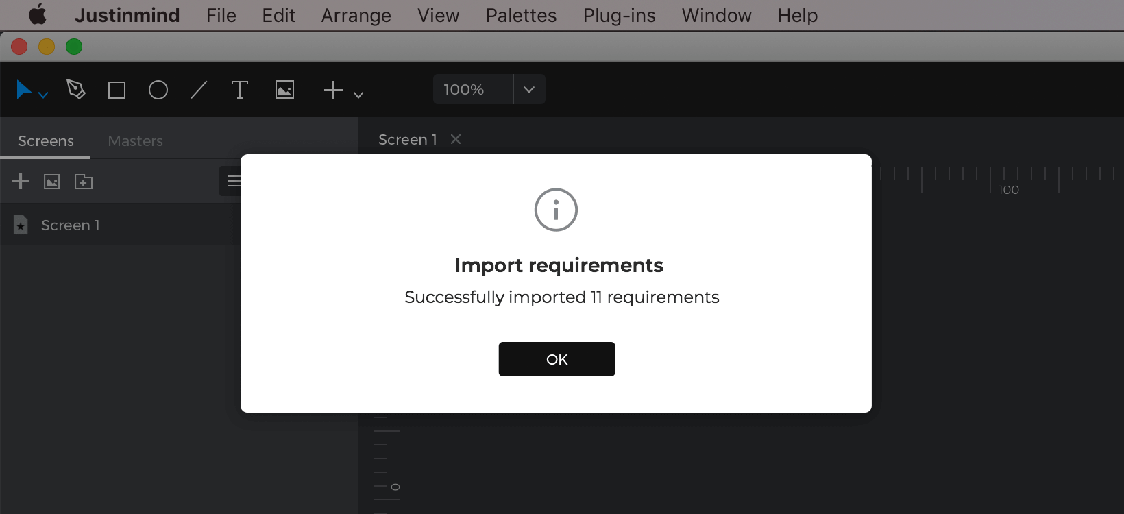 import requirements dialog