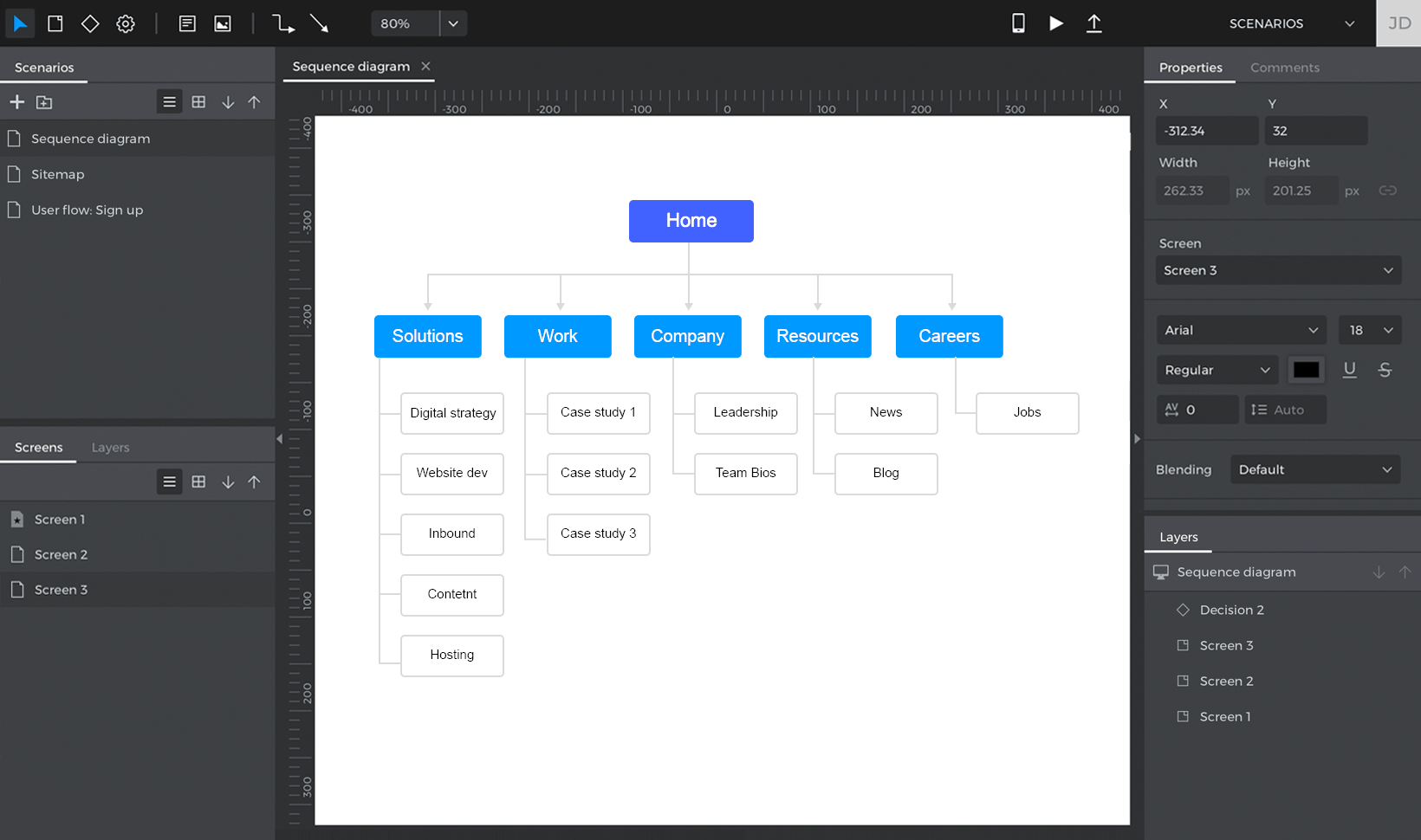 create site maps with Justinmind