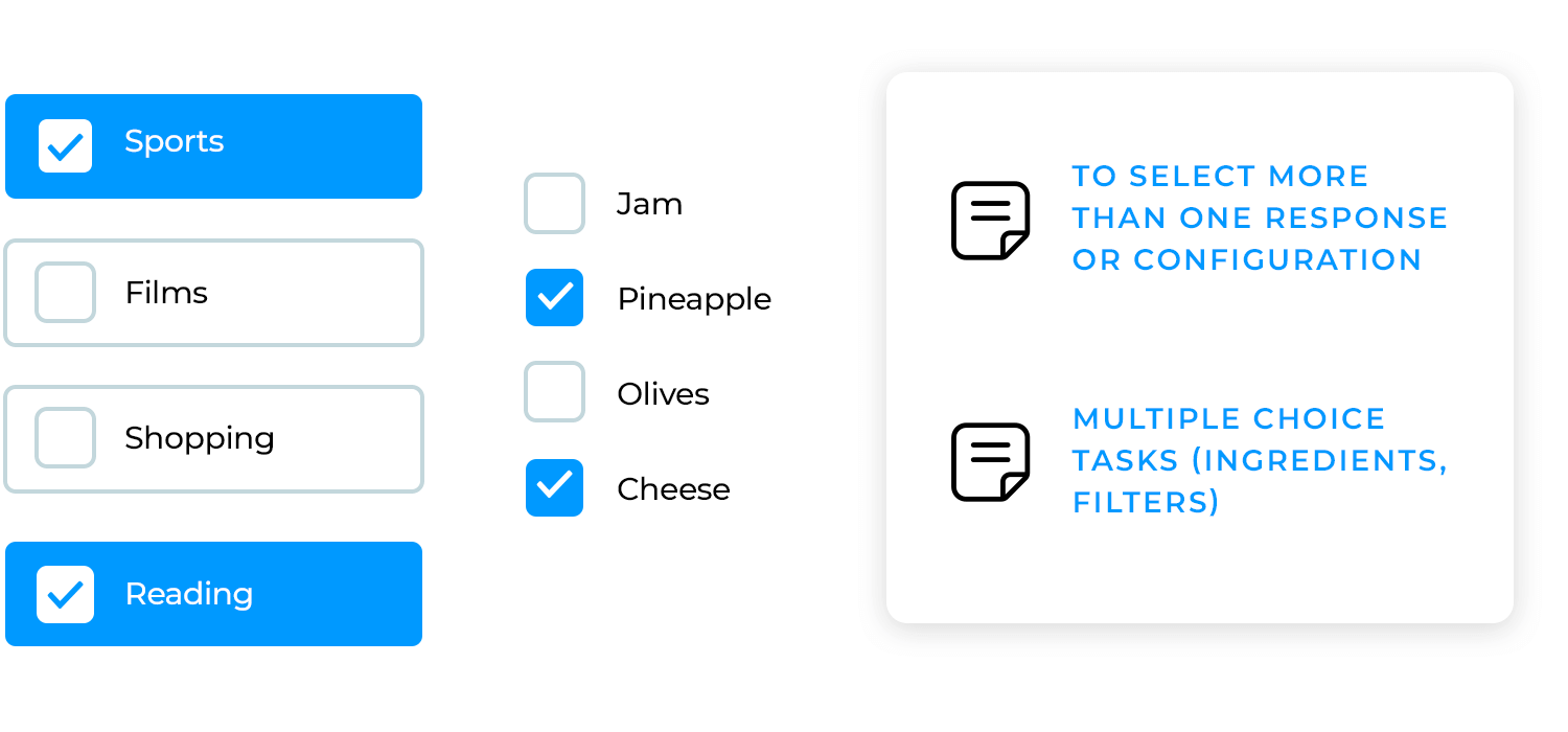 Checkboxes for multiple choice tasks