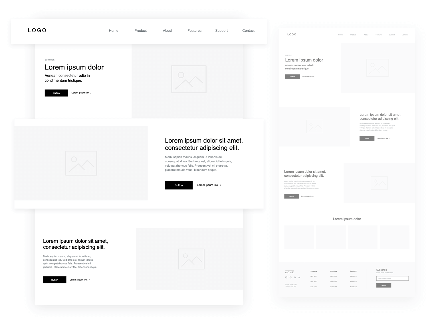 Free Web Wireframing UI kit: fast, functional wireframing - Justinmind