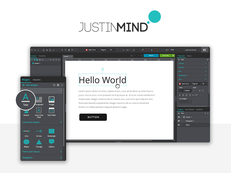 justinmind protptype size unit