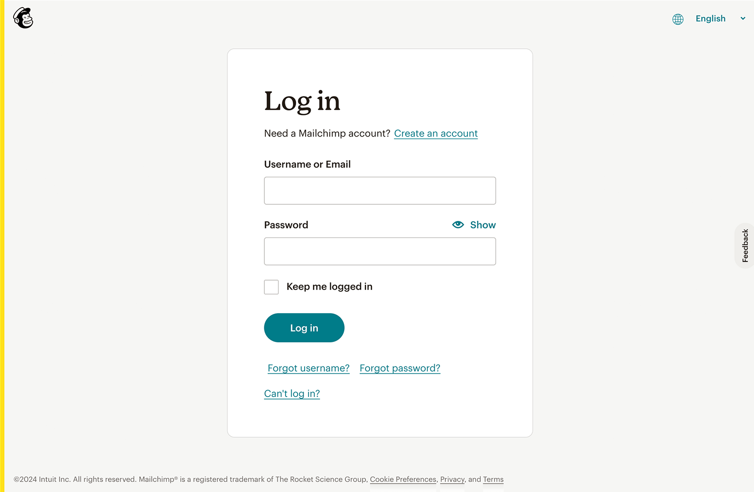 A view of the login page of  with a made up user name, as the