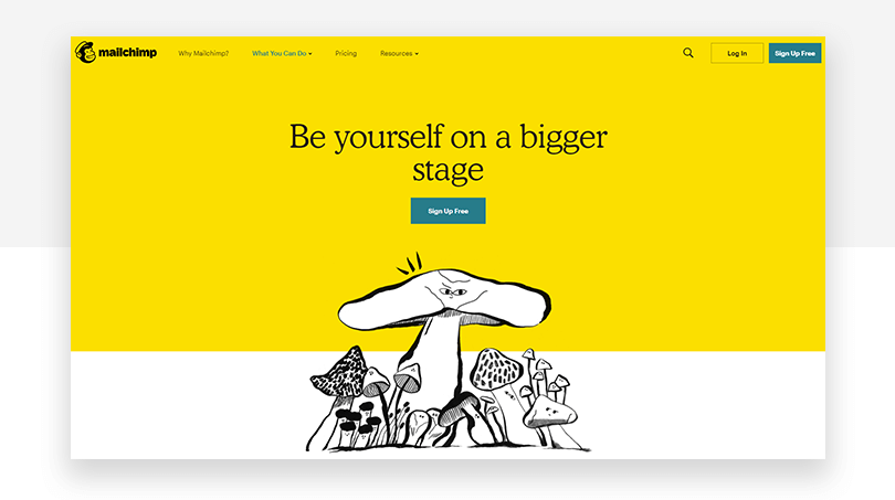 Mailchimp's new features page - website redesign - Justinmind