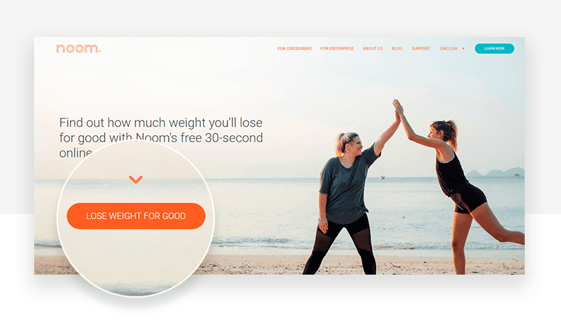 Noom ux landing page cta