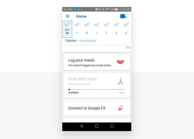 Noom ux vertical card layout