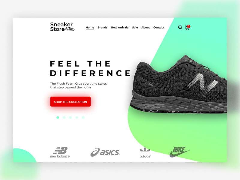 Example of constrasting colors in button design for websites