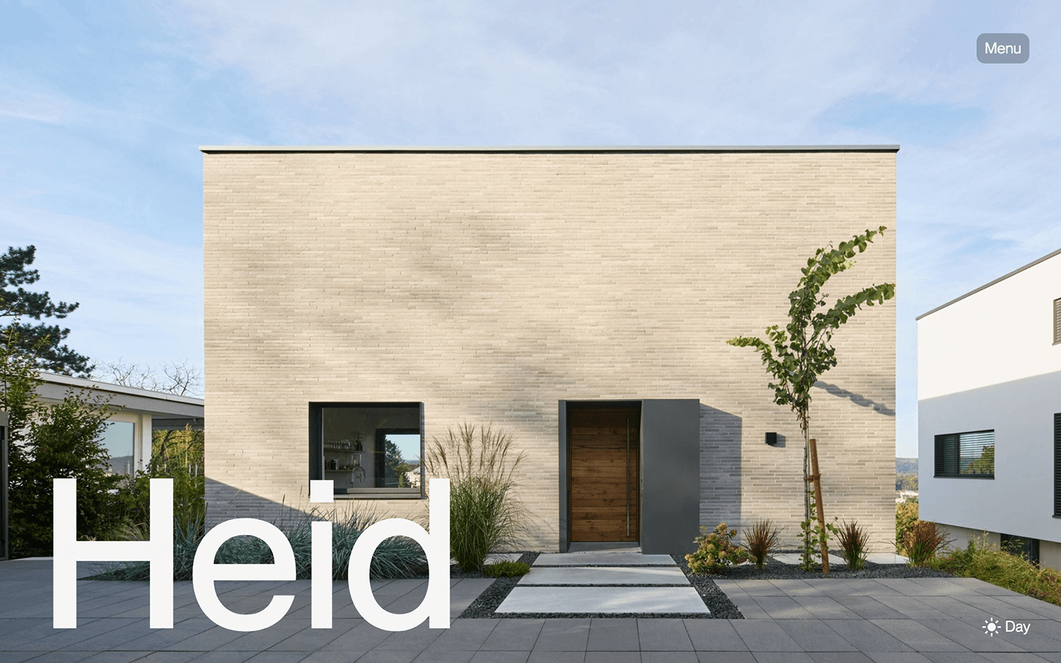 Modern house featured on Heid one-page website