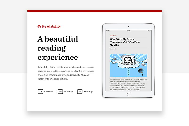 readability example within interaction design - text component