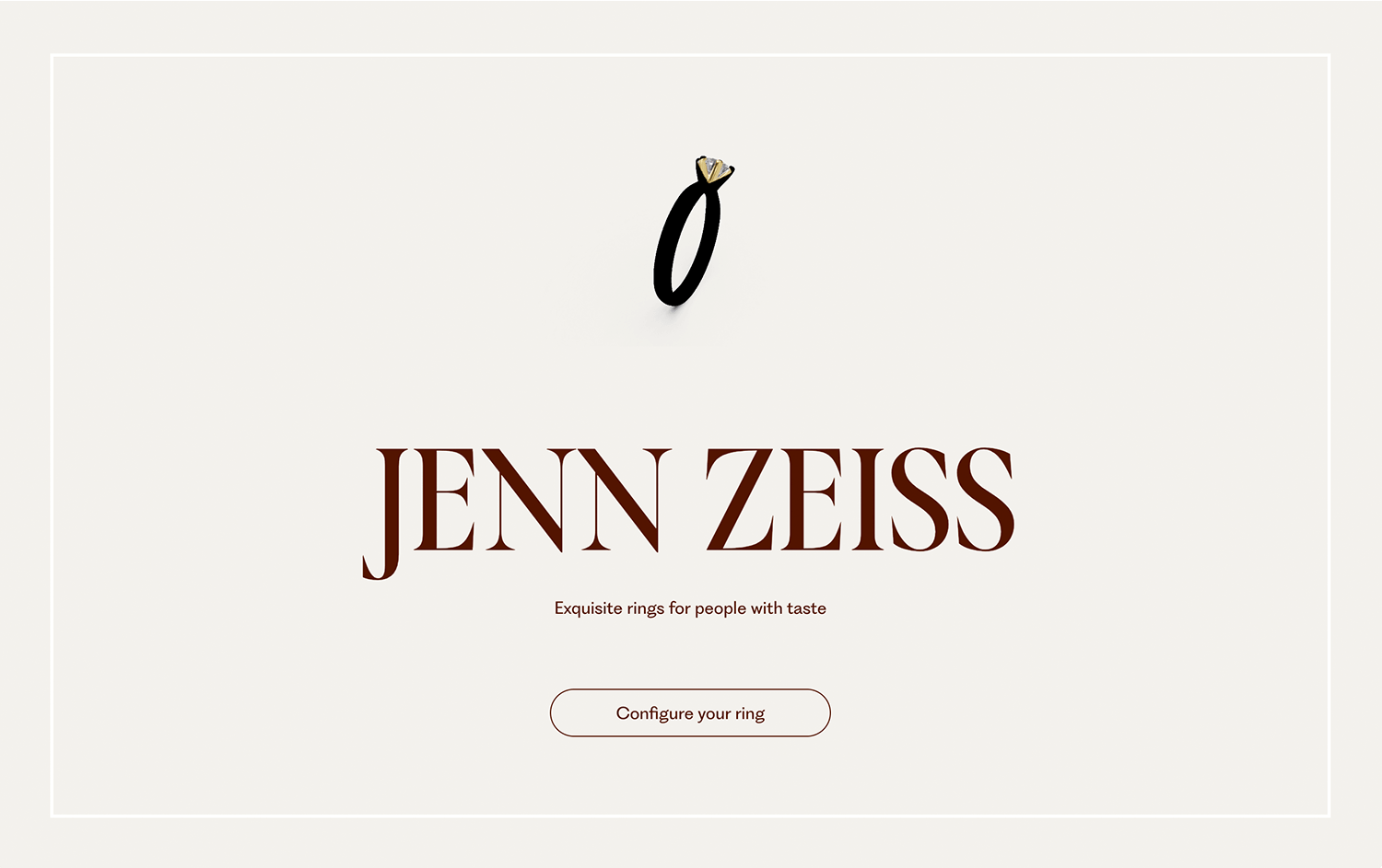 Jenn Zeiss one-page website featuring a ring