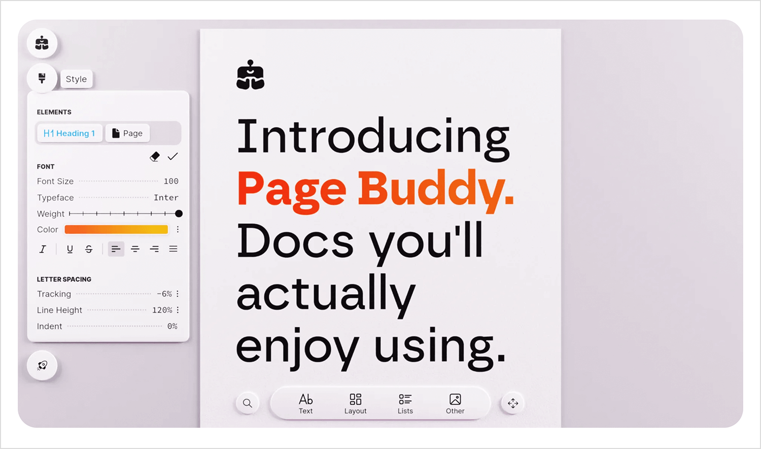 Page Buddy one-page website showcasing a modern design for document creation