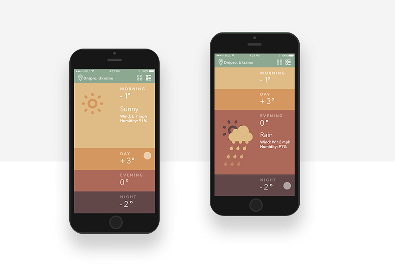 Weather app graphic backgrounds example of gradient colors