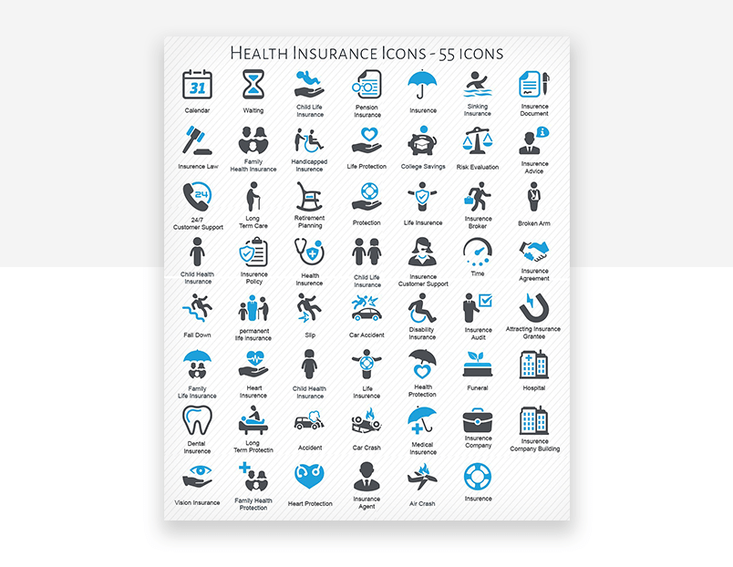 Solid website icons for health and fitness UX design - health insurance 