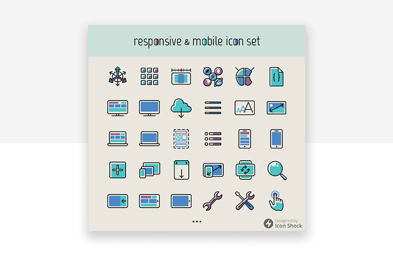 Free responsive and mobile theme - website icons from smashing magazine