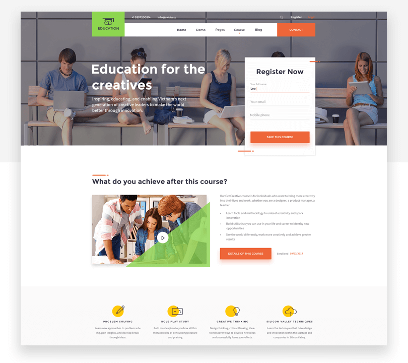 Education - responsive website mockup template - Justinmind