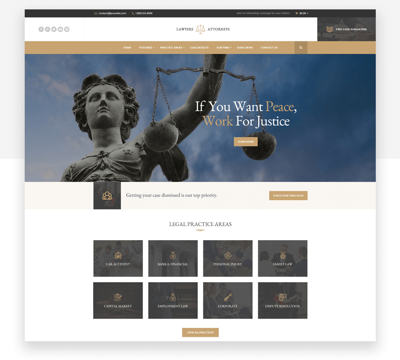 Lawyer Attorneys - responsive website mockup template - Justinmind