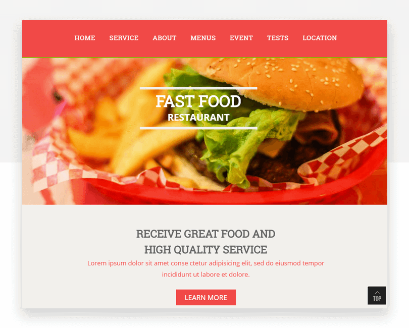 Fast Food - free responsive website mockup template - Justinmind