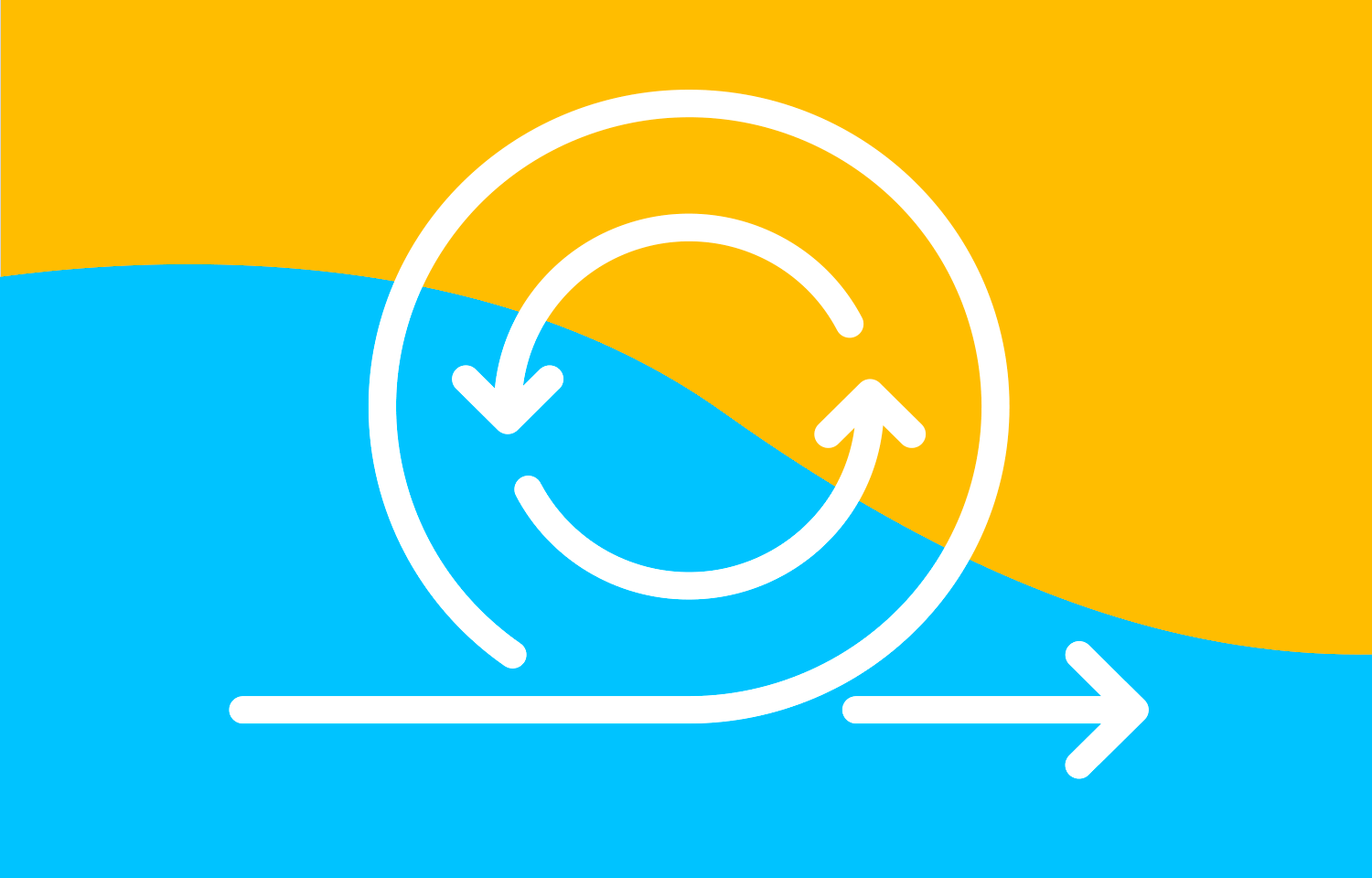 Abstract design with a circular iteration symbol, representing design thinking.