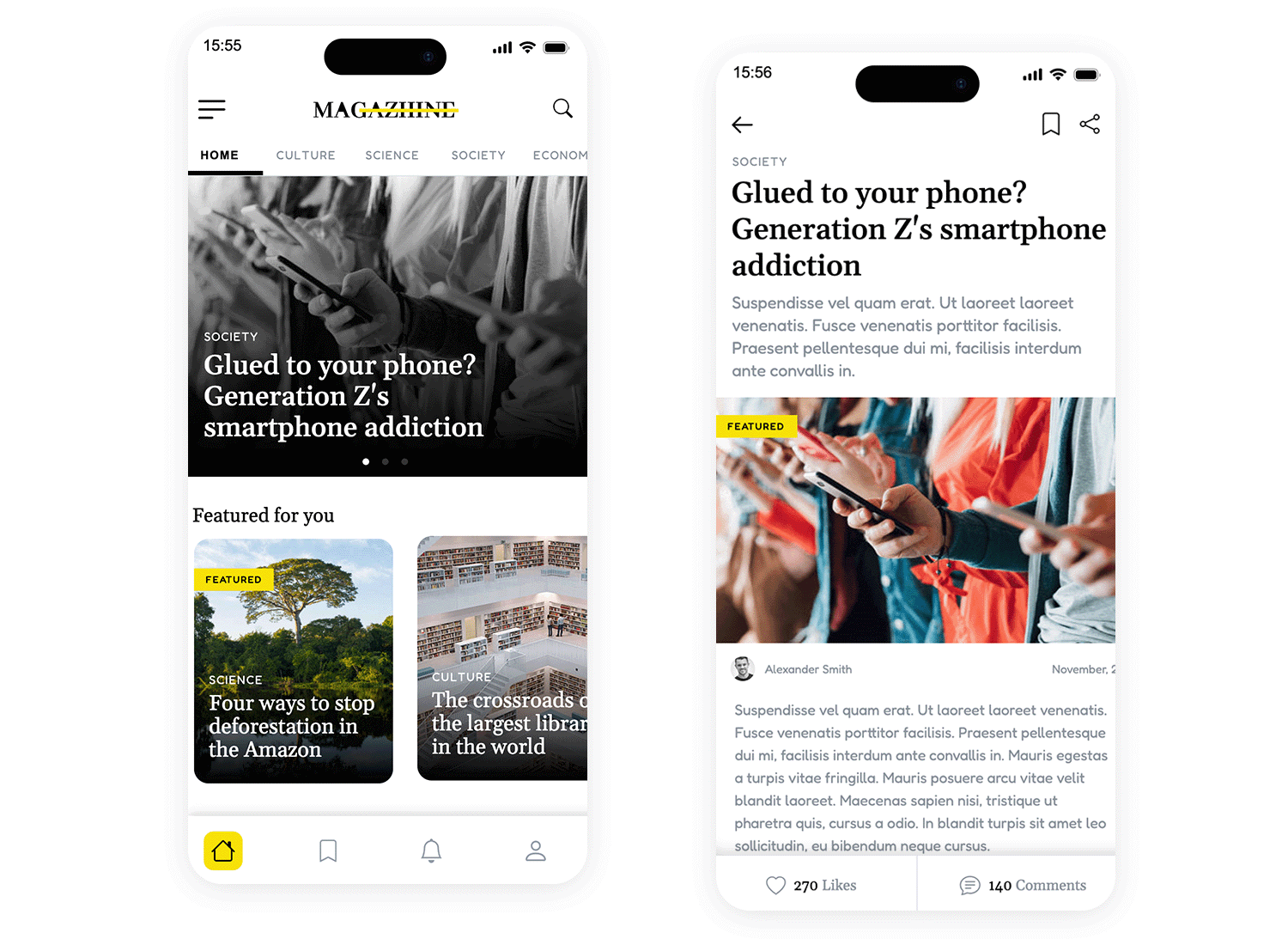 layout design examples magazine app