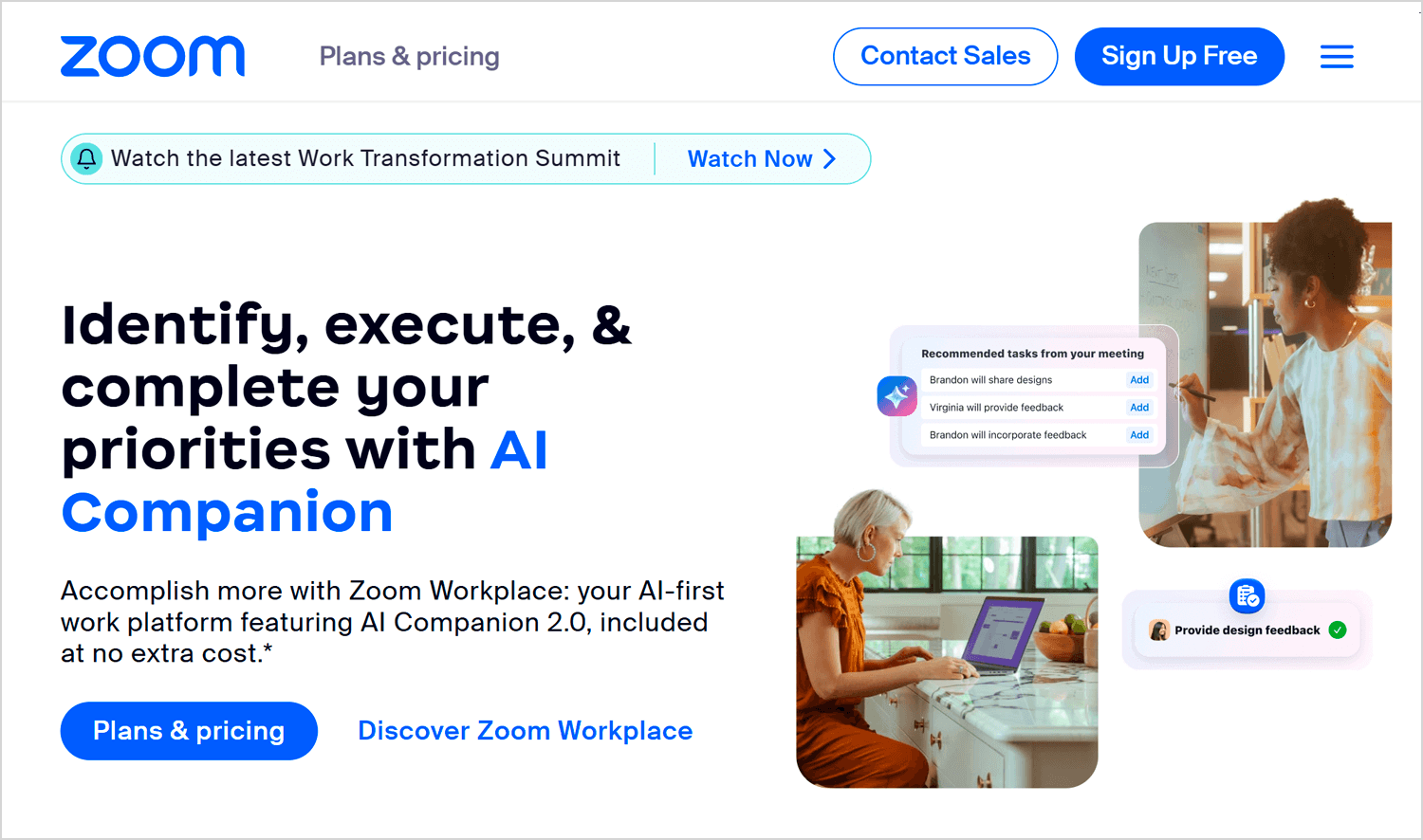 Zoom AI Companion assisting with design thinking and collaboration in meetings