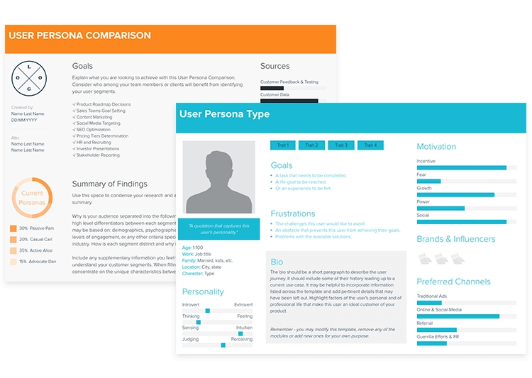 design thinking tool for user personas: xtensio