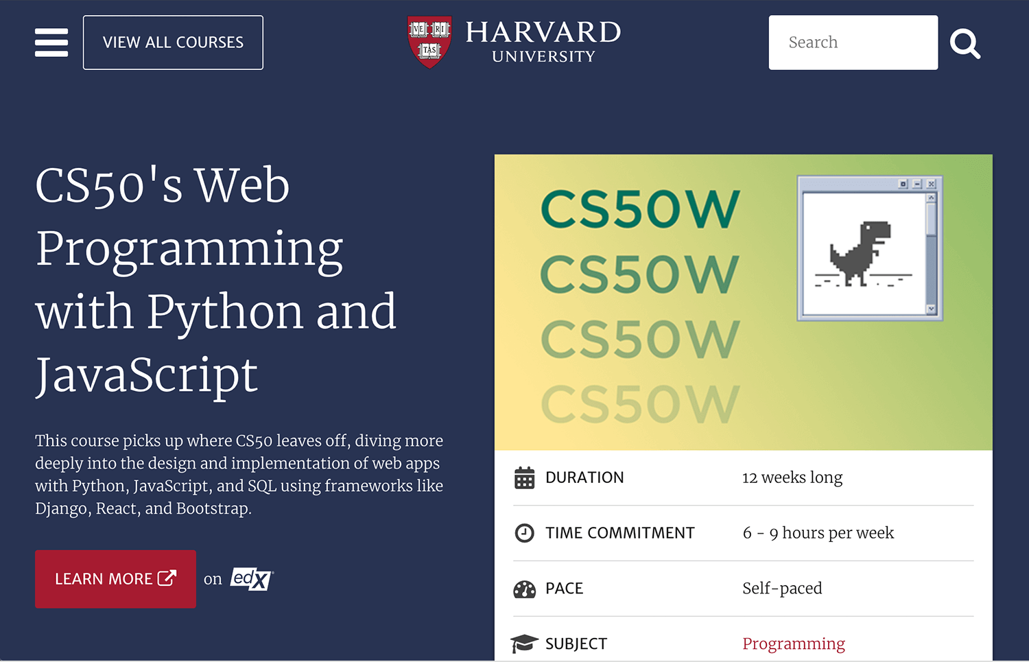 full stack web development courses harvard