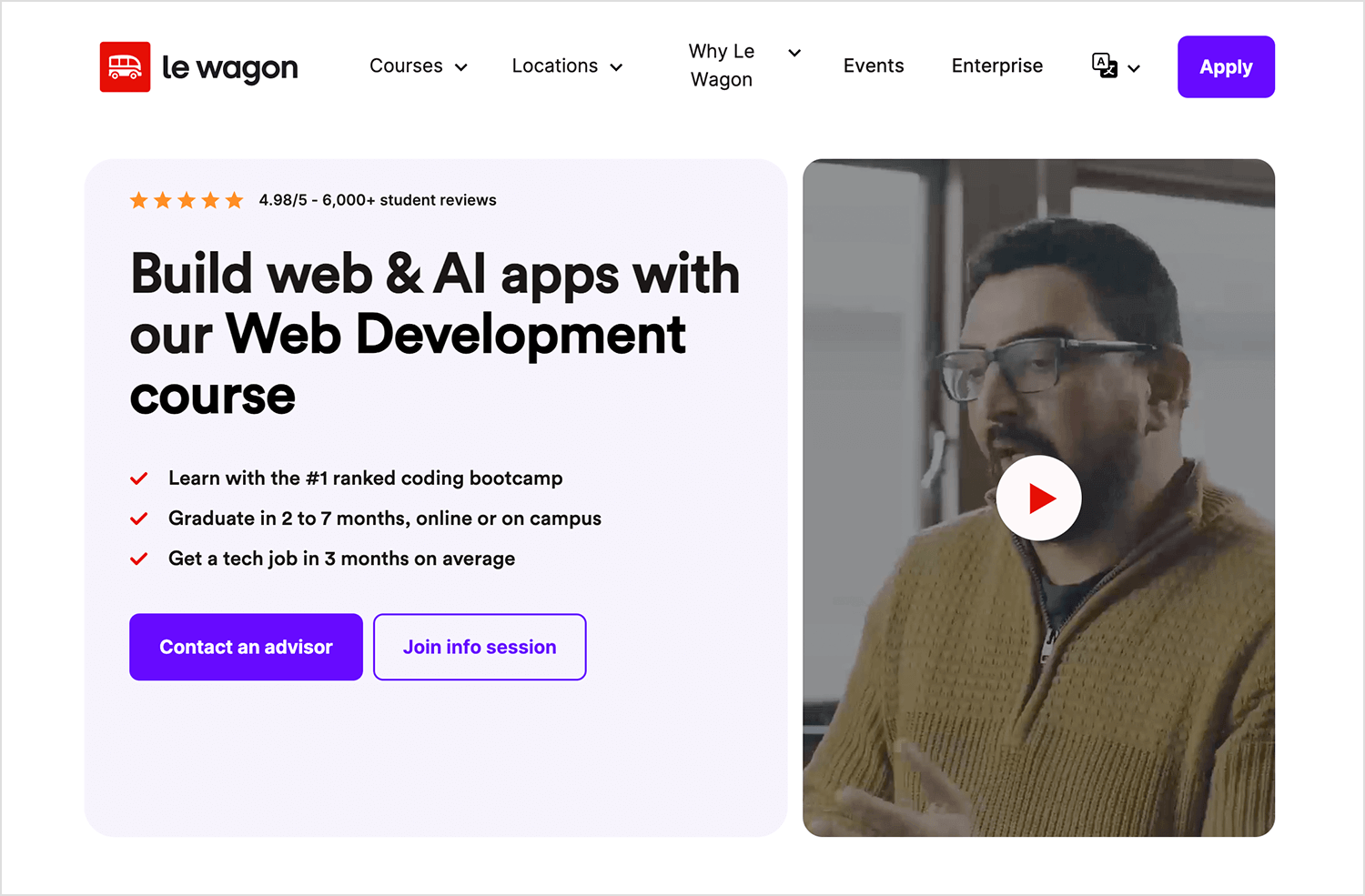 full stack web development courses lewagon