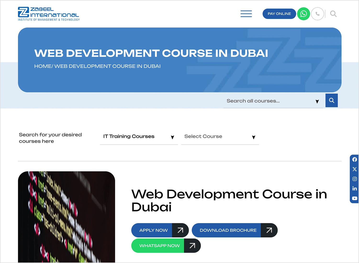 full stack web development courses zabeel