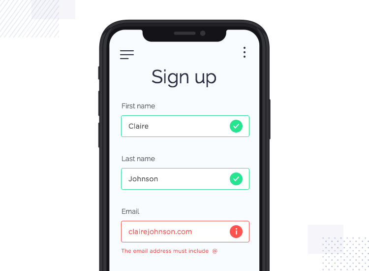 example of inline validation for app form design