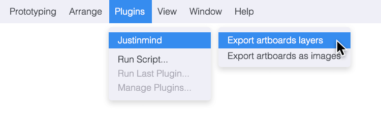 Justinmind-Sketch integration - export artboards as layers to create Sketch mockups