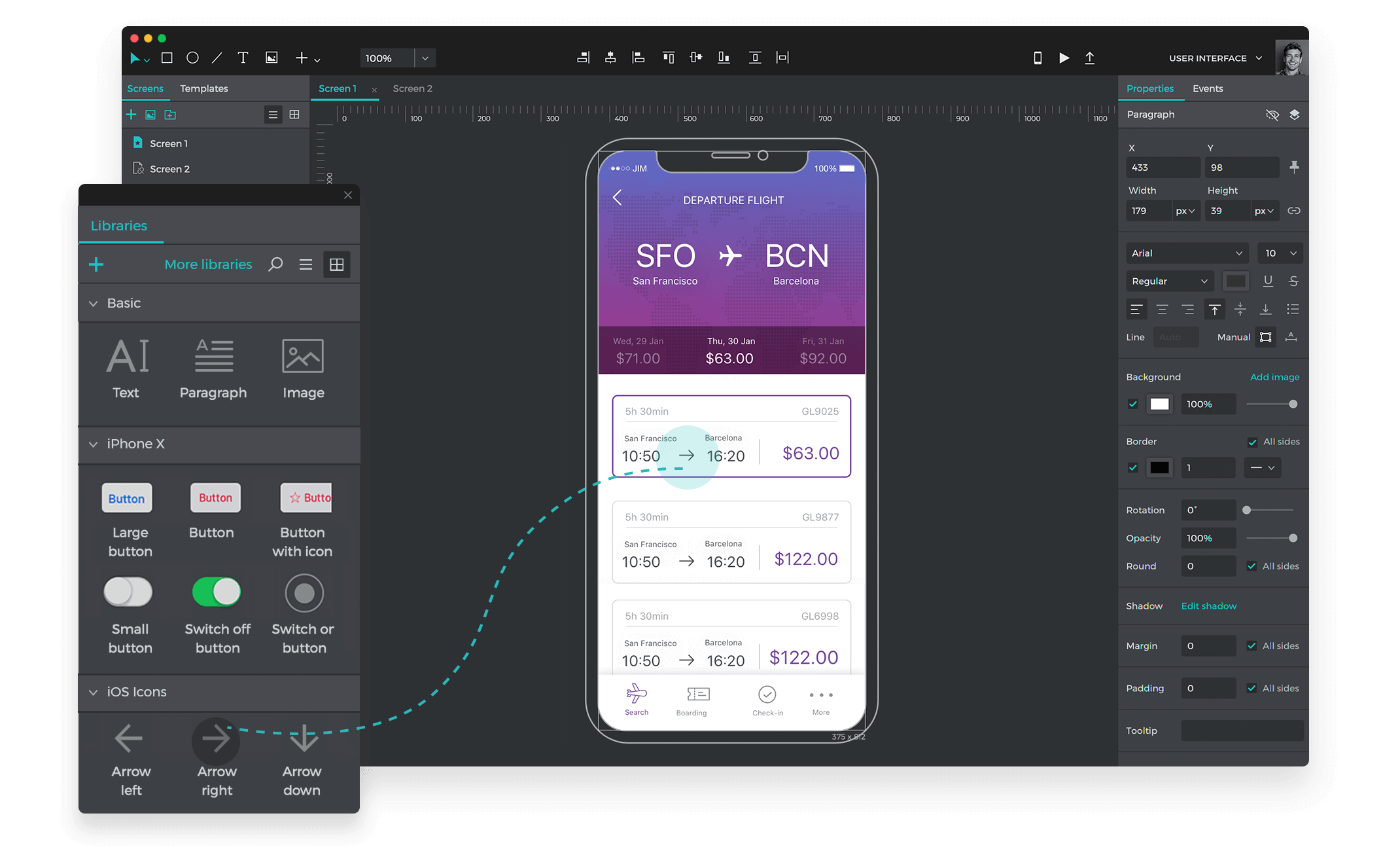 Free prototyping and wireframing tool to design mobile apps