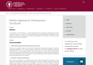 mobile app development courses paid aub