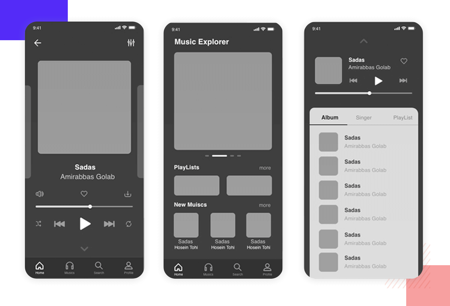 mobile apps wireframe examples