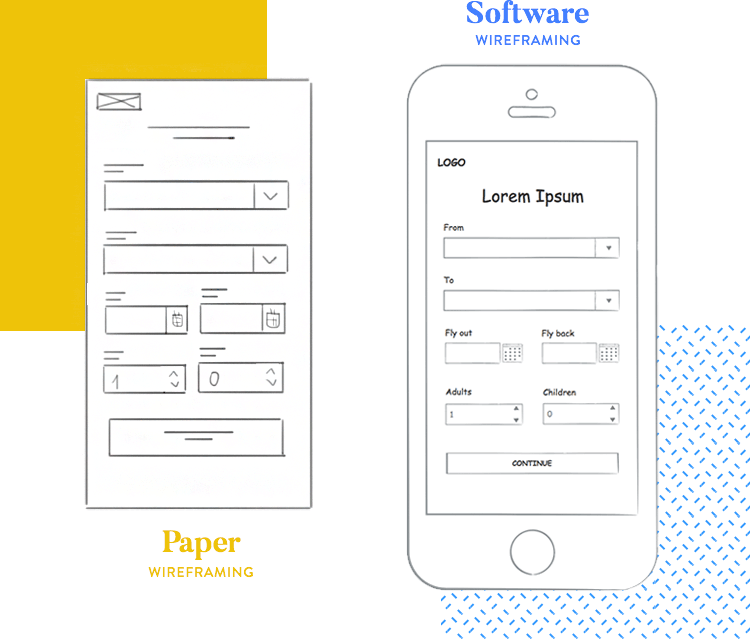 mobile wireframe low fidelity made with sketching ui kit from justinmind