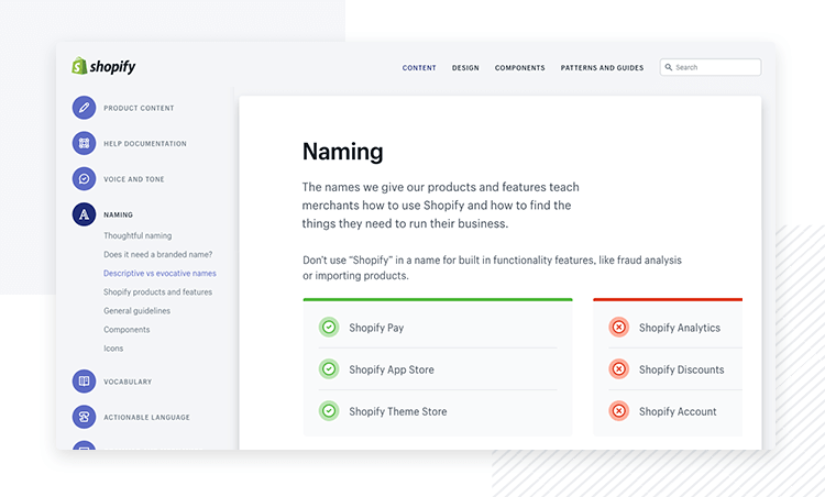 Shopify Polaris - Design System example - Justinmind