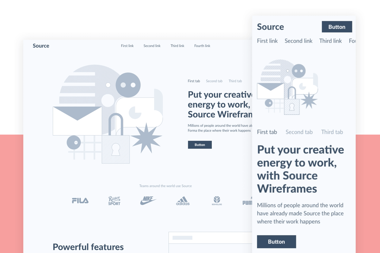 wireframe of website example by source kit