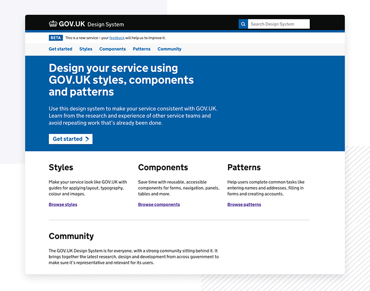UK Government GOV.UK - Design System example - Justinmind