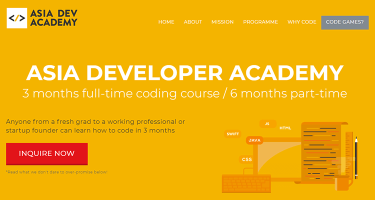 In-class web development course - Asia Dev Academy (Asia)