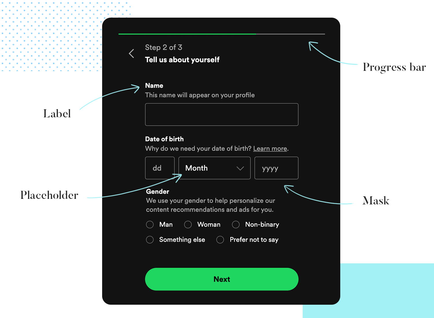 example of form design elements for context