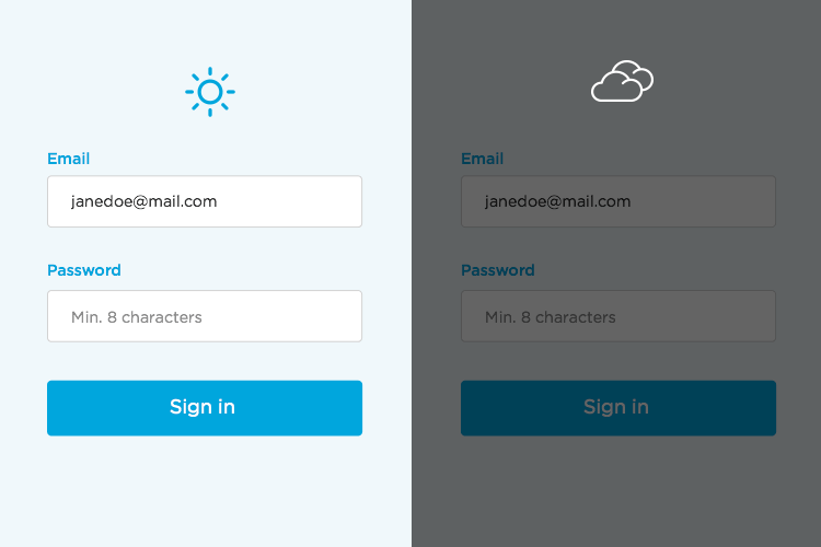 example of contrast in form design for mobile devices