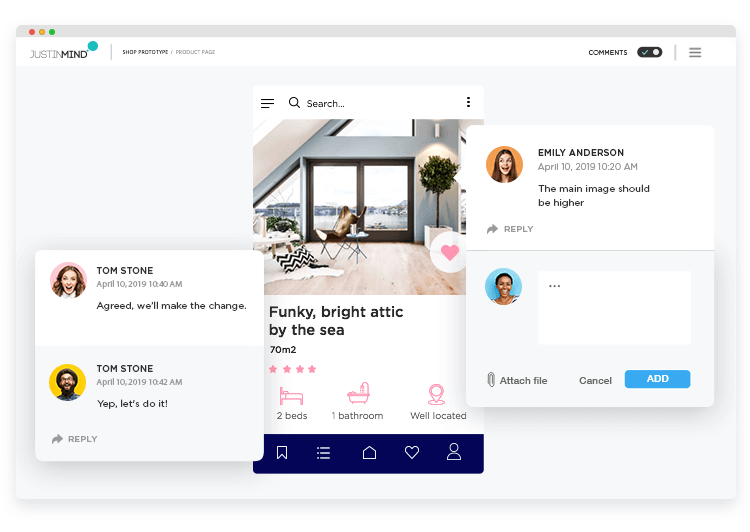 Enchance your team's collaboration with the Justinmind mockup tool