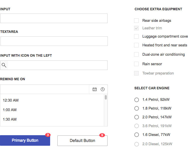 overview of kendo ui components for form design